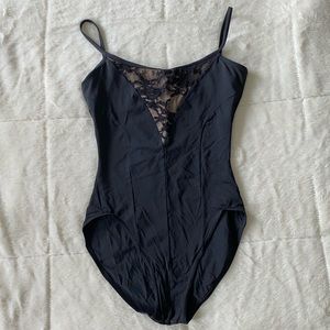 Capezio Black Lace Detailed Leotard